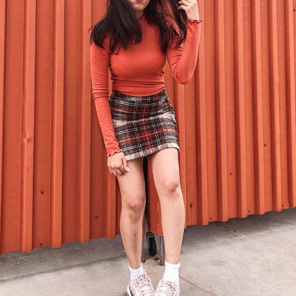 Plaid Tweed Skirt